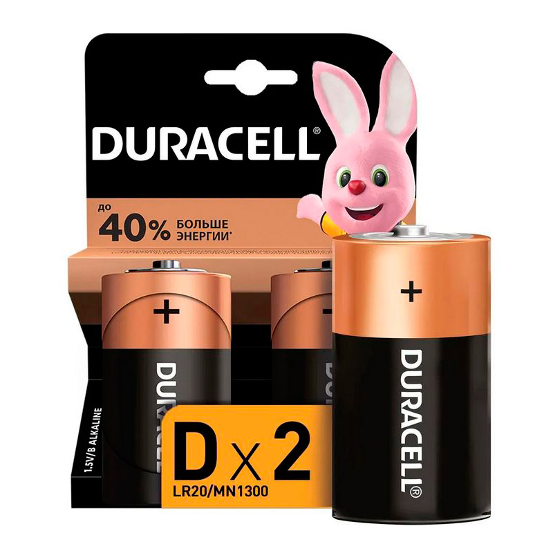 Батарейка D - Duracell LR20/2BL MN1300 Plus (2 штуки) батарейка duracell lr6 4bl optimum 5014061 б0056020