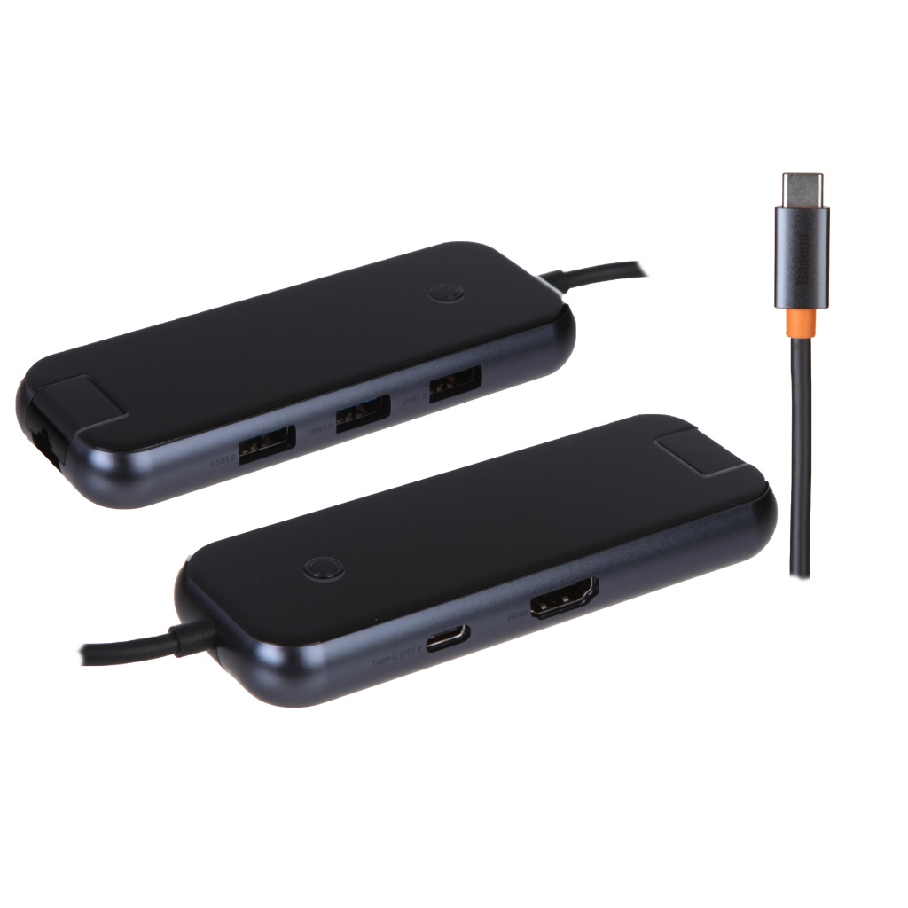  USB Baseus AcmeJoy 6-Port Type-C - HDMI + 2xUSB3.0 + USB2.0 + RJ45 Dark Grey WKJZ010313