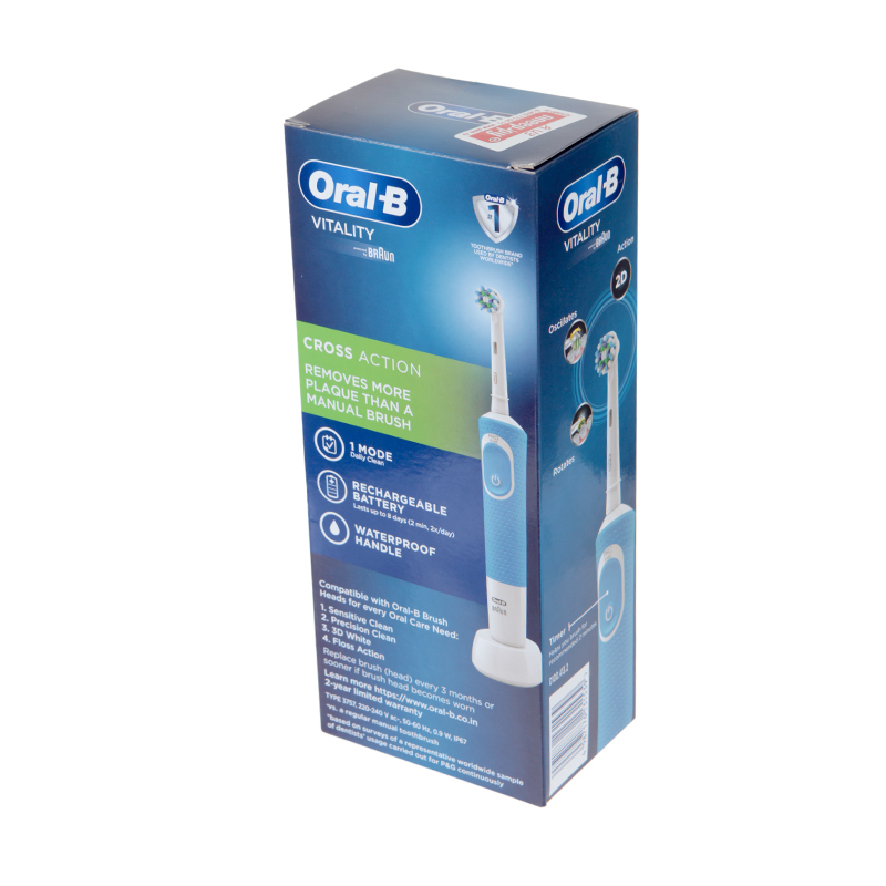 Зубная электрощетка Braun Oral-B Vitality D100.413.2 Cross Action Blue набор электрическая зубная щётка oral b vitality pro с 2 сменными насадками лиловая