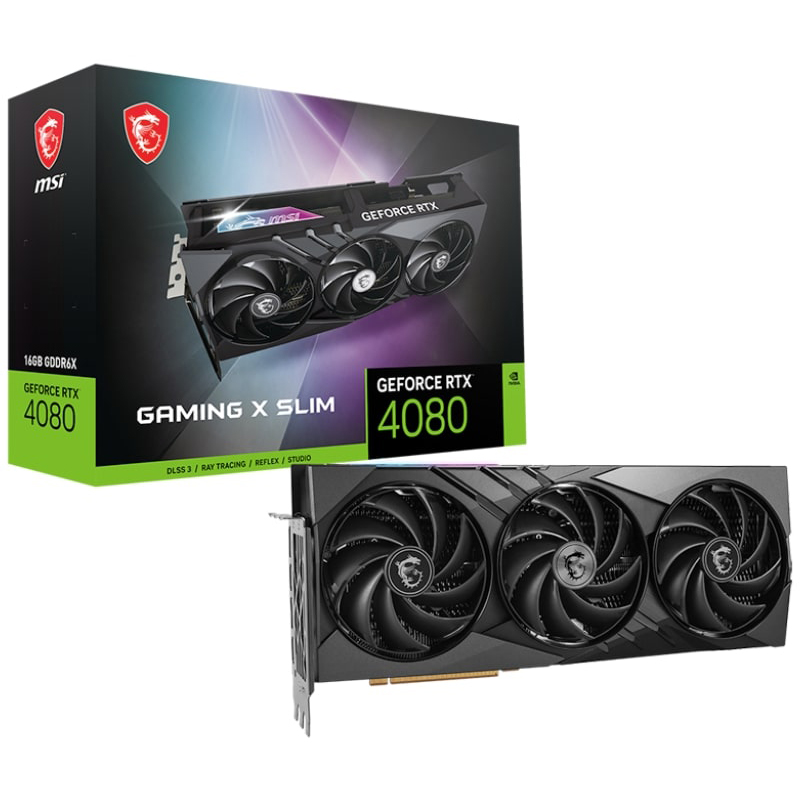 фото Видеокарта msi geforce rtx 4080 gaming x slim 16g 2595mhz 16384mb 22400mhz 256-bit hdmi 3xdp rtx 4080 16gb gaming x slim