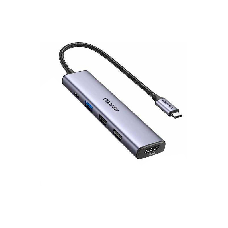 Конвертер Ugreen CM478 USB-C - HDMI+1xUSB3.0 A+2xUSB2.0 A+PD Silver 15495 конвертер ugreen cm478 20955 usb c to hdmi 4 usb 3 0 a without pd converter цвет серый