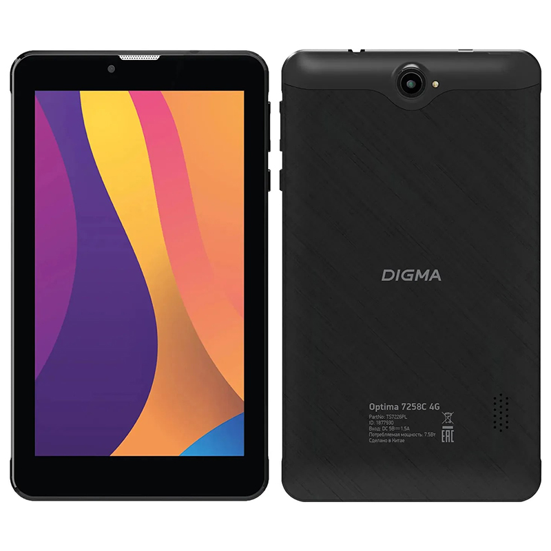 фото Планшет digma optima 7258c (unisoc t310 2.0ghz/2048mb/32gb/4g/gps/wi-fi/bluetooth/cam/7.0/1024x600/android)