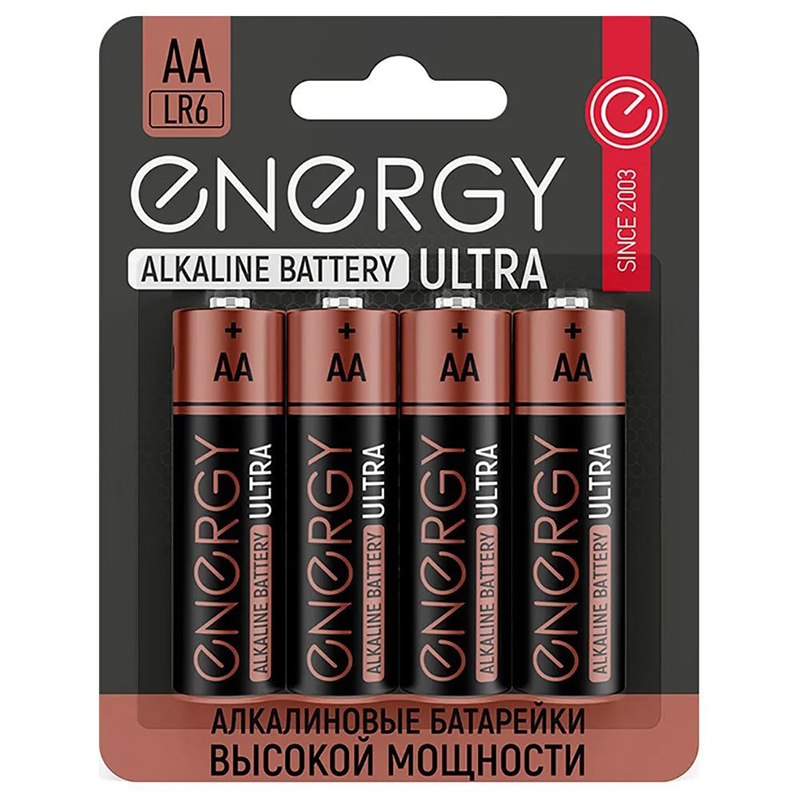 Батарейка АА - Energy Ultra LR6/4B (4 штуки) 104405 батарейки алкалиновые energy ultra lr6 lr03 4b аа ааа 4 шт