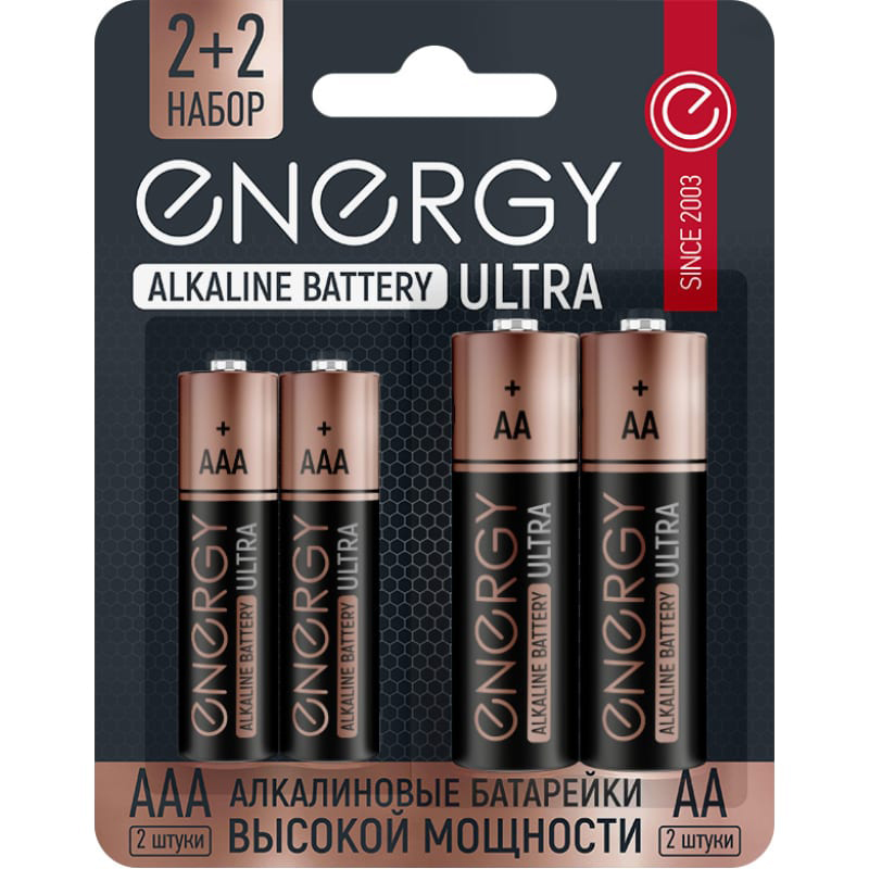 батарейка energy r03 4s aaа 4шт 104408 Батарейка АА+ААА - Energy Ultra LR6+LR03/4B (4 штуки) 104981