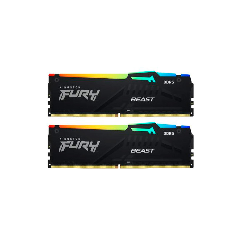 Модуль памяти Kingston Fury Beast Black RGB Expo DDR5 DIMM 5600Mhz PC44800 CL36 - 16Gb Kit (2x8Gb) KF556C36BBEAK2-16 модуль памяти kingston fury beast black rgb ddr4 dimm 3200mhz pc 25600 cl16 16gb kit 2x8gb kf432c16bb2ak2 16