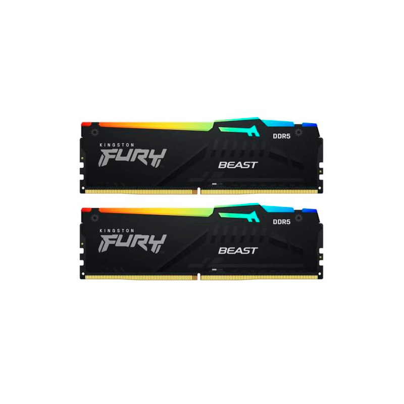 Модуль памяти Kingston Fury Beast Black RGB Expo DDR5 DIMM 6000Mhz PC48000 CL36 - 16Gb Kit (2x8Gb) KF560C36BBEAK2-16 модуль памяти kingston fury beast black ddr5 dimm 5600mhz pc 44800 cl40 8gb kf556c40bb 8