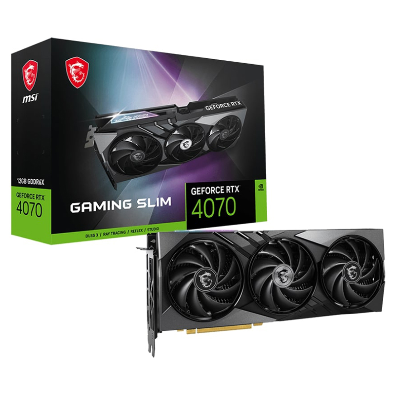 фото Видеокарта msi geforce rtx 4070 gaming slim 2490mhz pci-e 4.0 12288mb 192 bit 3xdp hdmi hdcp rtx 4070 gaming slim 12g