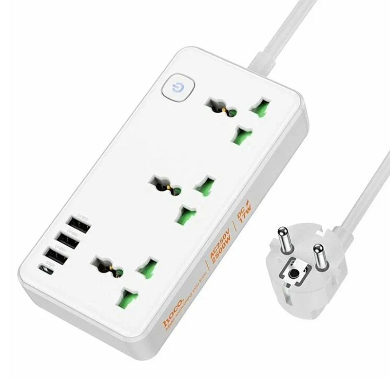 

Сетевой фильтр Hoco AC7A Storm 3 Sockets 1.5m White 6942007600064, AC7A Storm