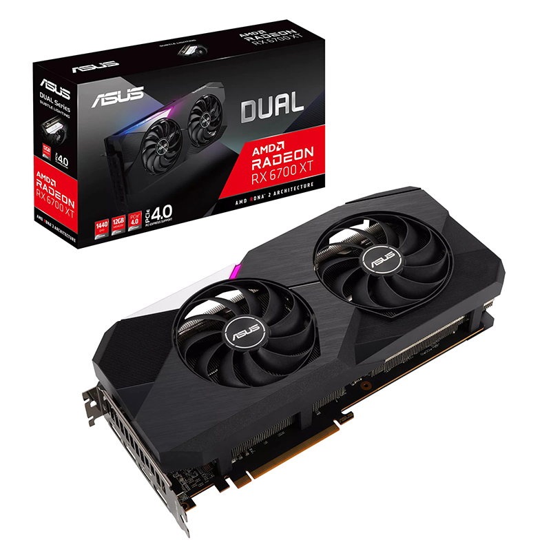 фото Видеокарта asus radeon rx 6700 xt dual 12g 2581mhz pci-e 4.0 12288mb 16000mhz 192-bit 3xdp hdim dual-rx6700xt-12g