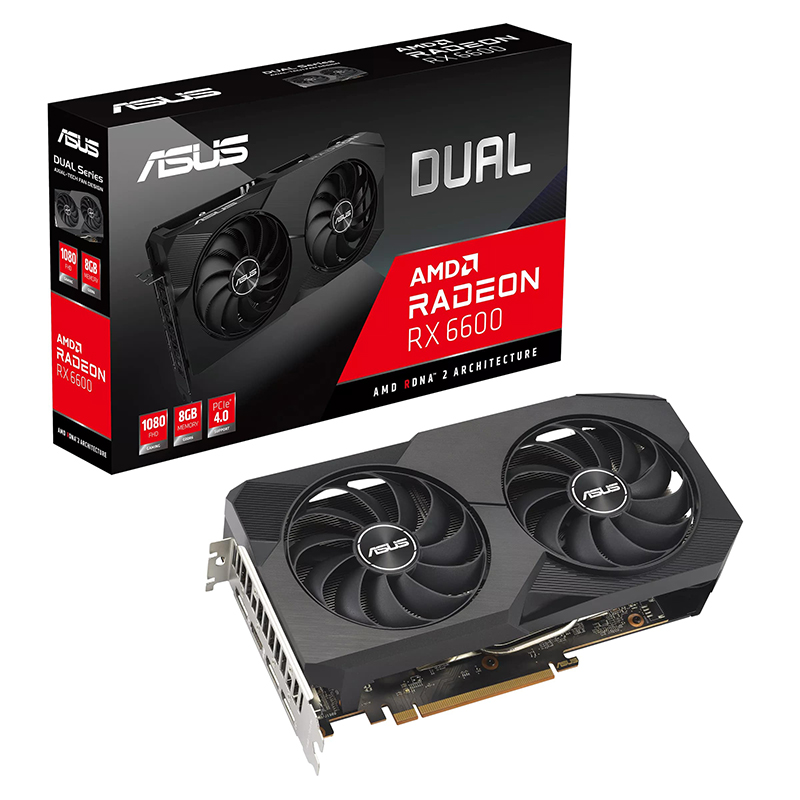 фото Видеокарта asus dual radeon rx 6600 v2 8gb 2044mhz pci-e 4.0 8192mb 14000mhz 128-bit 3xdp hdmi dual-rx6600-8g-v2