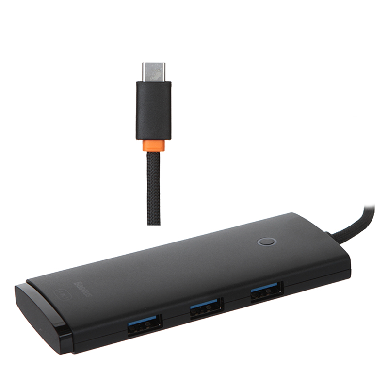 Хаб USB Baseus OS Lite Series 4-Port Type-C - 4xUSB 3.0 25cm Black WKQX080101