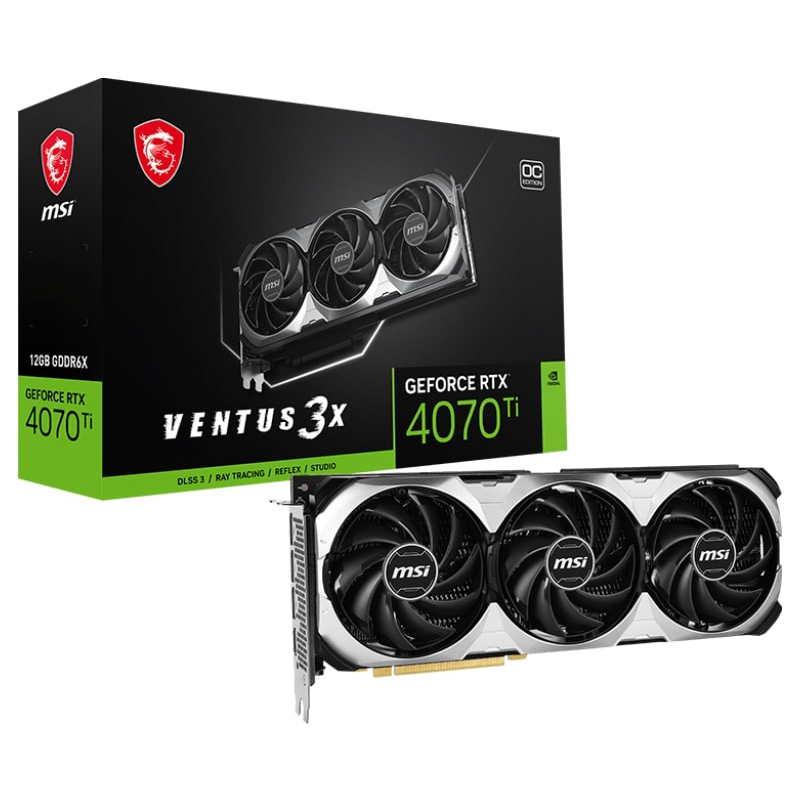 фото Видеокарта msi rtx 4070 ti ventus 3x e 12g oc 2640mhz pci-e 12288mb 21000mhz 192-bit hdmi 3xdp