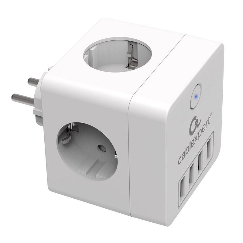   Gembird Cablexpert Cube 4 Sockets 4USB White CUBE-4-U4-W
