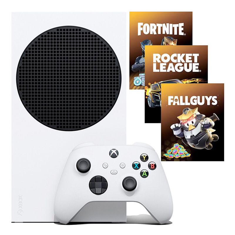 

Игровая приставка Microsoft Xbox Series S 512Gb + 3 игры Fortnite + Rocket League + Fallguys, Xbox Series S 512Gb