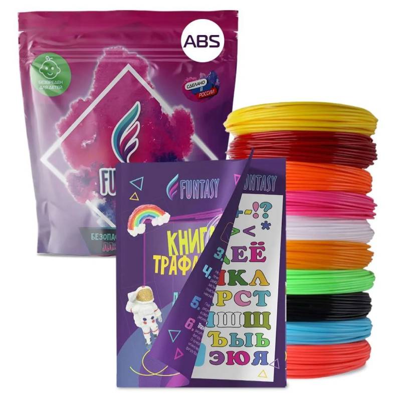 Аксессуар Funtasy ABS-пластик 10 цветов + книжка с трафаретами SET-FUNTASY-BOOK-ABS-10-5