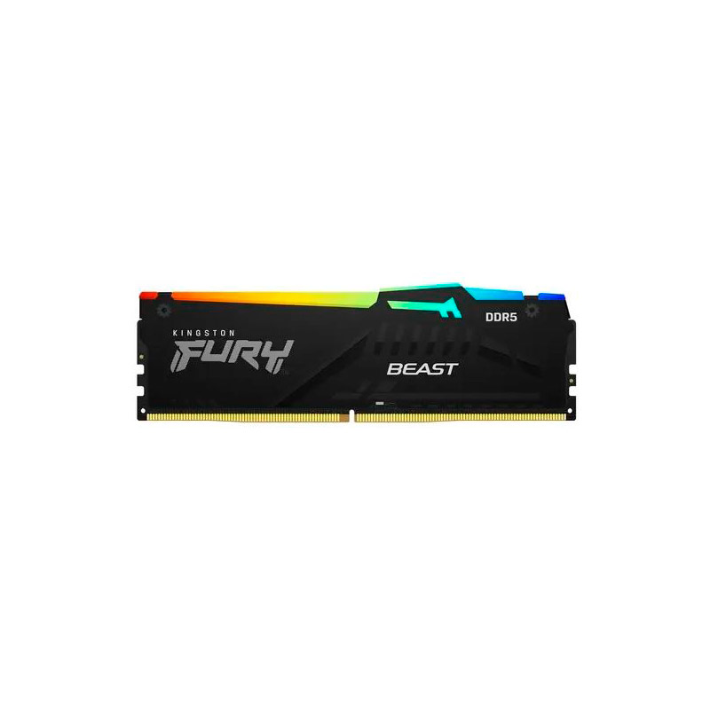 Модуль памяти Kingston Fury Beast Black RGB DDR5 DIMM 5600MHz PC-44800 CL40 - 16Gb KF556C40BBA-16 флешка kingston datatraveler max 512гб black 0275555