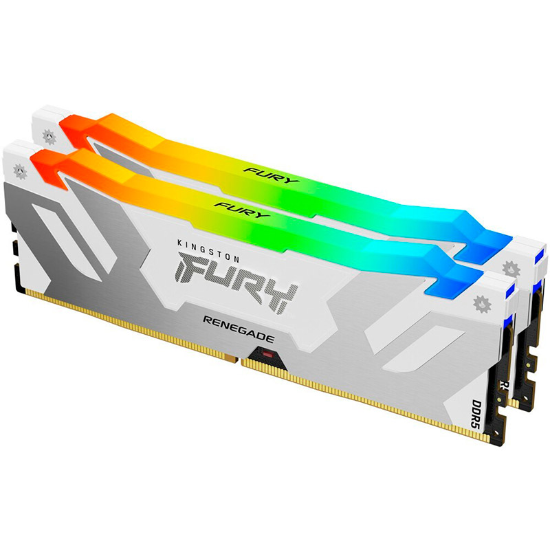 Модуль памяти Kingston Fury Renegade White RGB DDR5 DIMM 6800MHz PC-54400 CL36 - 32Gb (2х16Gb) KF568C36RWAK2-32 модуль памяти kingston fury dimm ddr5 6000mhz cl32 32gb kit 2x16gb kf560c32rsk2 32