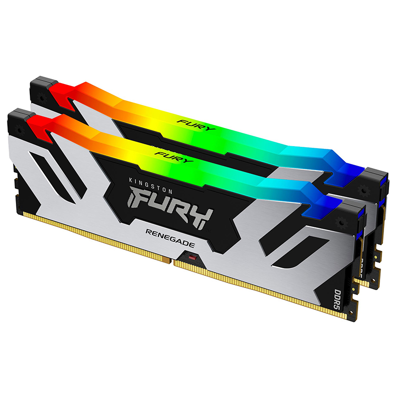 Модуль памяти Kingston Fury Renegade Silver RGB DDR5 DIMM 6800MHz PC-54400 CL36 - 32Gb (2х16Gb) KF568C36RSAK2-32 модуль памяти kingston fury dimm ddr5 6000mhz cl32 32gb kit 2x16gb kf560c32rsk2 32