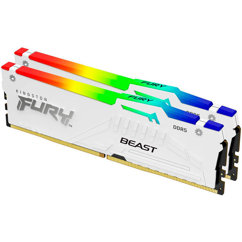 

Модуль памяти Kingston Fury Beast White EXPO RGB DDR5 DIMM 6000MHz PC-48000 CL36 - 32Gb (2х16Gb) KF560C36BWEAK2-32, Fury Beast White EXPO RGB KF560C36BWEAK2-32