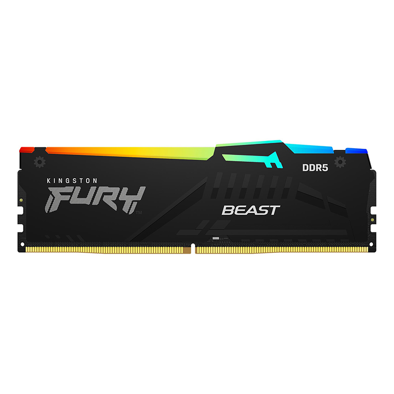 Модуль памяти Kingston Fury Beast Black RGB DDR5 DIMM 6000MHz PC-48000 CL40 - 16Gb KF560C40BBA-16 модуль памяти kingston fury beast black ddr4 dimm 3600mhz pc28800 cl18 64gb kit 2x32gb kf436c18bbk2 64