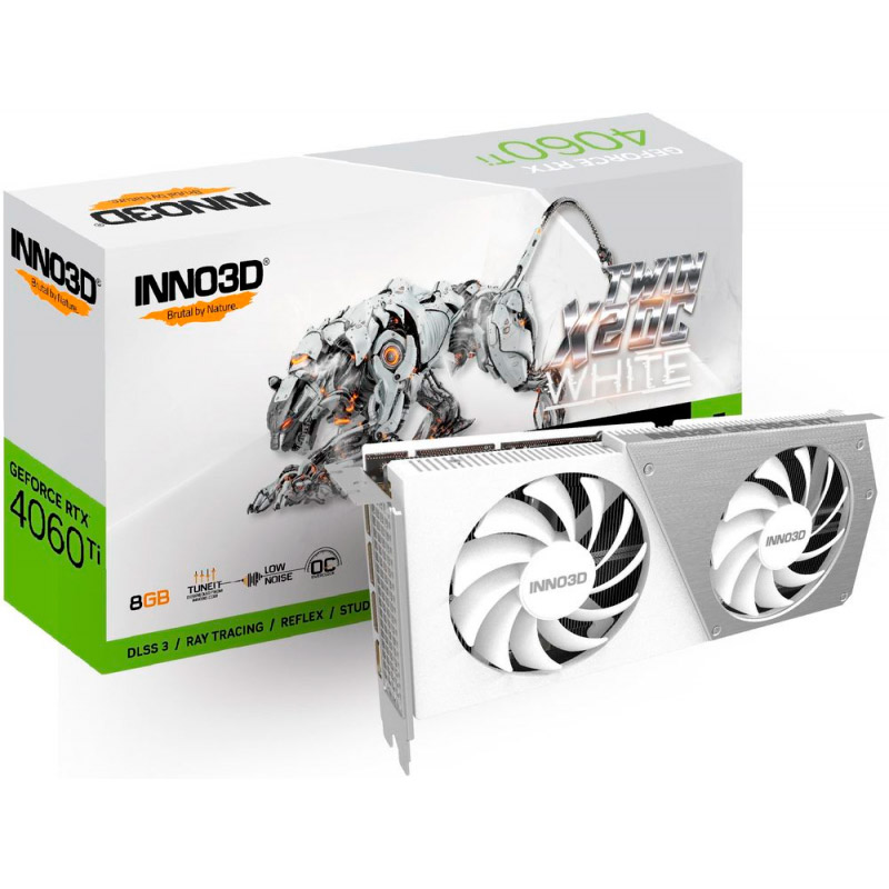 фото Видеокарта inno3d geforce rtx 4060 ti 8gb twin x2 oc white 2310mhz pci-e 8192mb 18000mhz 128-bit hdmi 3xdp n406t2-08d6x-171153w