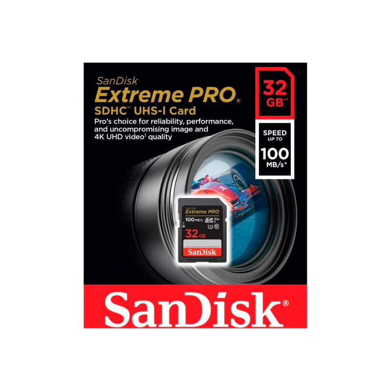 фото Карта памяти 32gb - sandisk sdhc class 10 v30 uhs-i u3 extreme pro sdsdxxo-032g-gn4in