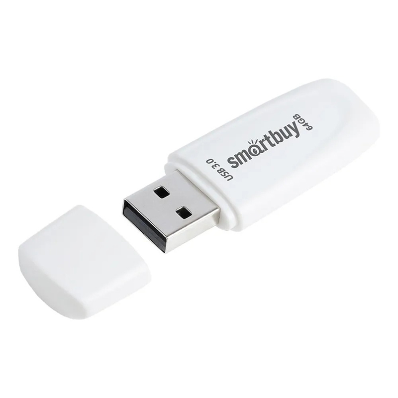 фото Usb flash drive 64gb - smartbuy scout usb 3.1 white sb064gb3scw