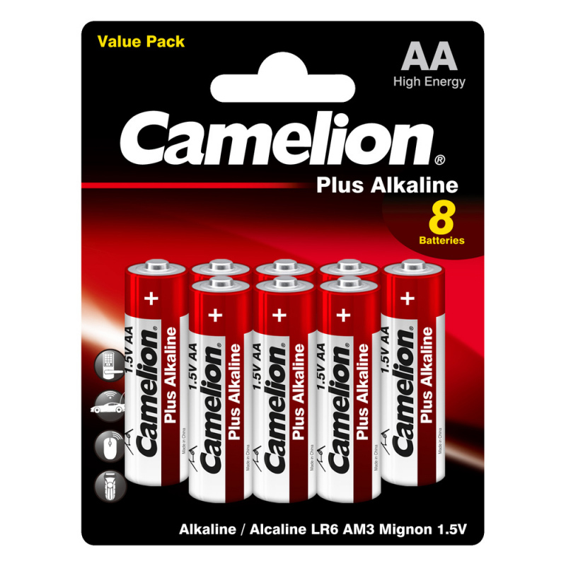 батарейка алкалиновая camelion plus alkaline lr6 bp5 3 aa 8 шт Батарейка АА - Camelion Plus Alkaline LR6-BP5+3 (8 штук)