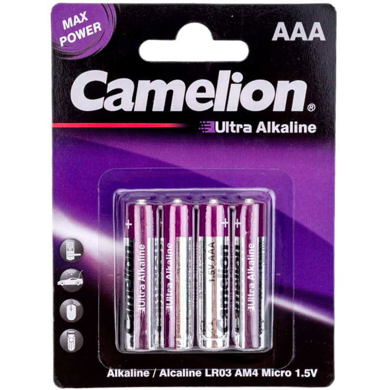 Батарейка ААА - Camelion Ultra LR03-BP4UT (4 штуки) батарейка аа camelion ultra lr6 bp4ut 4 штуки
