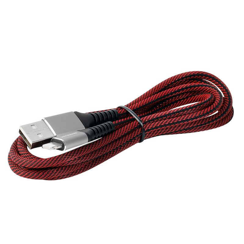 цена Аксессуар Ergolux USB - Lightning 3А 1.5m Black-Red ELX-CDC09-C43