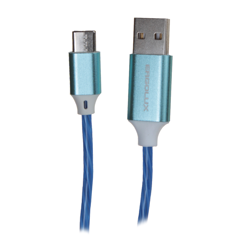 

Аксессуар Ergolux USB - Type-C 3А 1.2m Blue ELX-CDC02-C06, ELX-CDC02-C06