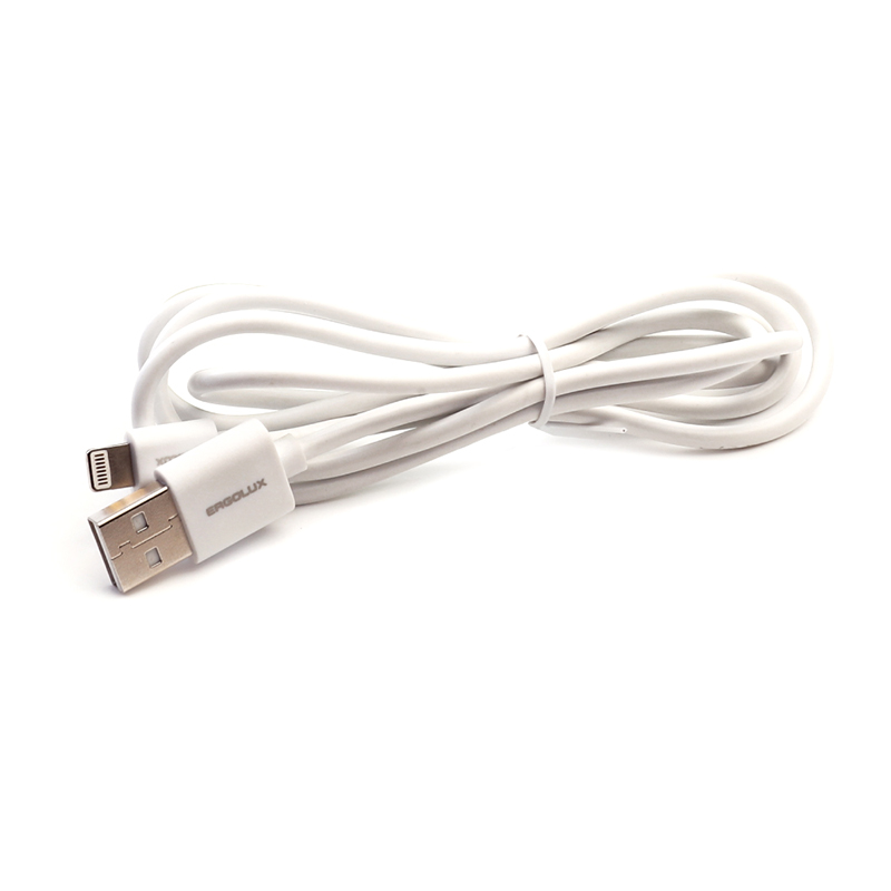 Аксессуар Ergolux USB - Lightning 3А 1.2m White ELX-CDC03-C01 аксессуар гарнизон usb am lightning 50cm white gcc usb2 ap2 0 5m w