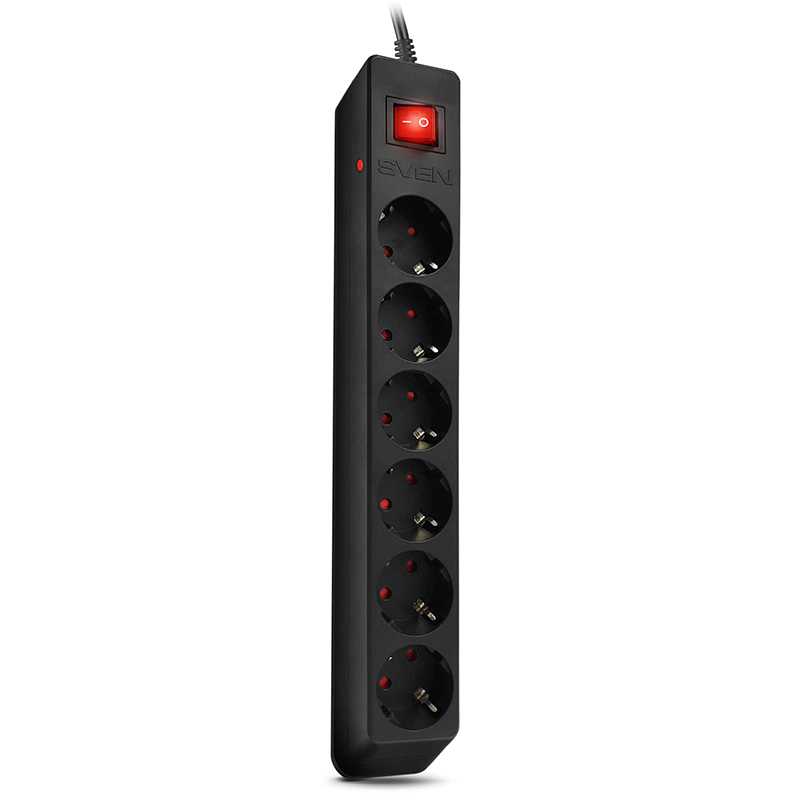 фото Сетевой фильтр sven optima 6 sockets 3m black sv-021023