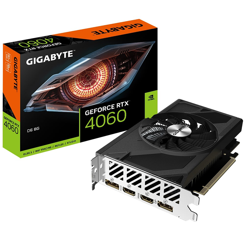 фото Видеокарта gigabyte geforce rtx 4060 pci-e 4.0 2460mhz 8192mb 17000mhz 128-bit 2xhdmi 2xdp gv-n4060d6-8gd