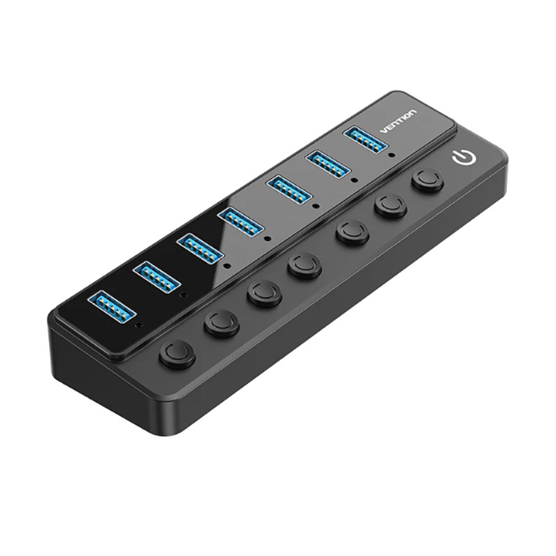 Хаб USB Vention OTG 7xUSB 3.0 Black CHXB0 колпачки изолирующие vention rj 45 50шт black iodb0 50