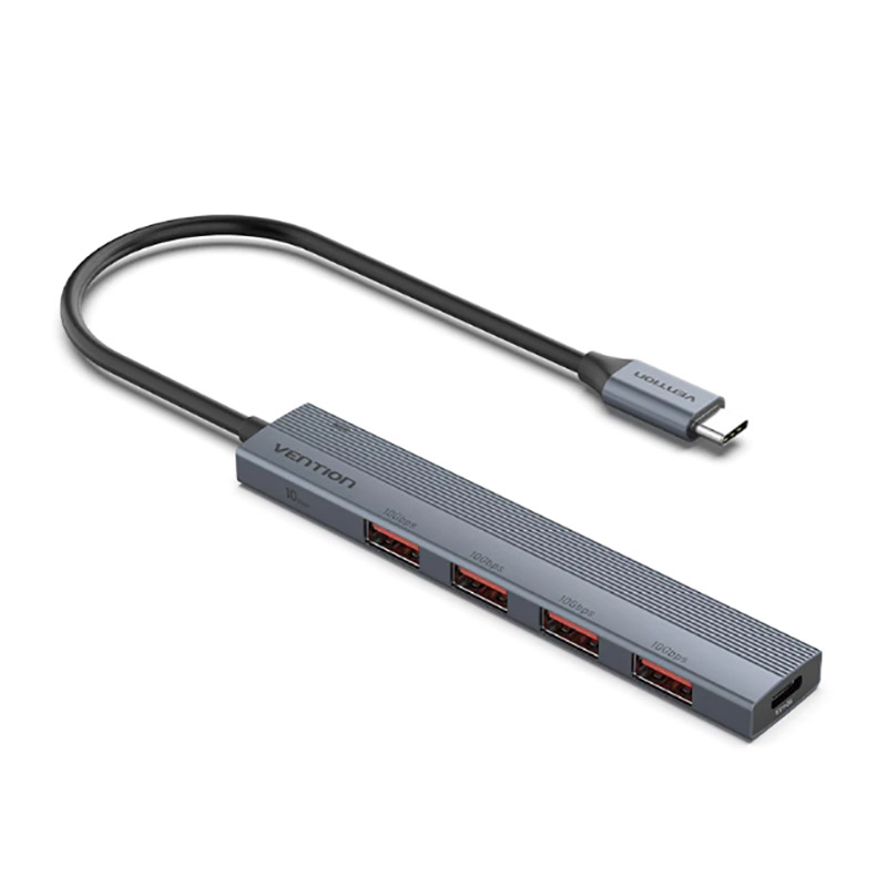  USB Vention OTG USB-C - 4xUSB 3.2 Gen 2 + USB-C PD 15cm Grey CKHHB