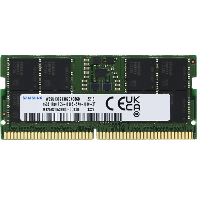 Модуль памяти Samsung DDR5 SO-DIMM 4800MHz PC5-38400 CL40 - 16Gb M425R2GA3BB0-CQK модуль оперативной памяти samsung so dimm ddr5 16гб pc5 44800 5600mhz 1 1v cl40 m425r2ga3bb0 cwm oem