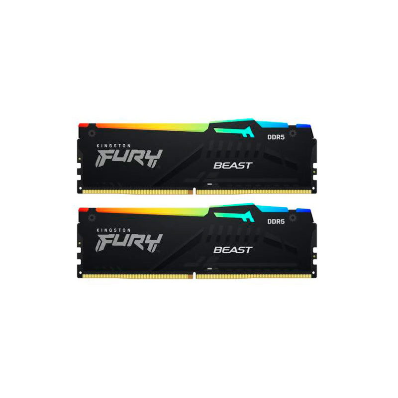 Модуль памяти Kingston Fury Beast RGB Black DDR5 DIMM 5600Mhz PC48000 CL36 - 32Gb (2x16Gb) KF556C36BBEAK2-32 память оперативная kingston 16gb ddr4 dimm fury renegade black kf446c19rbk2 16