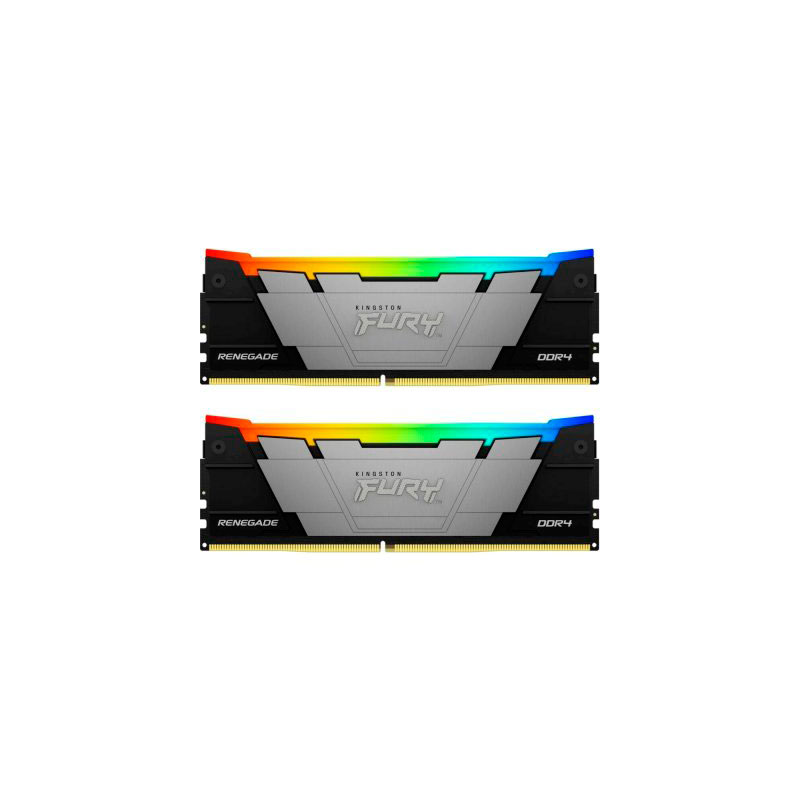 Модуль памяти Kingston Fury Renegade Black RGB DDR4 DIMM 3200Mhz PC25600 CL16 - 64Gb (2x32Gb) KF432C16RB2AK2/64 модуль памяти kingston fury renegade black ddr4 dimm 3600mhz pc28800 cl16 16gb 2x8gb kf436c16rbk2 16