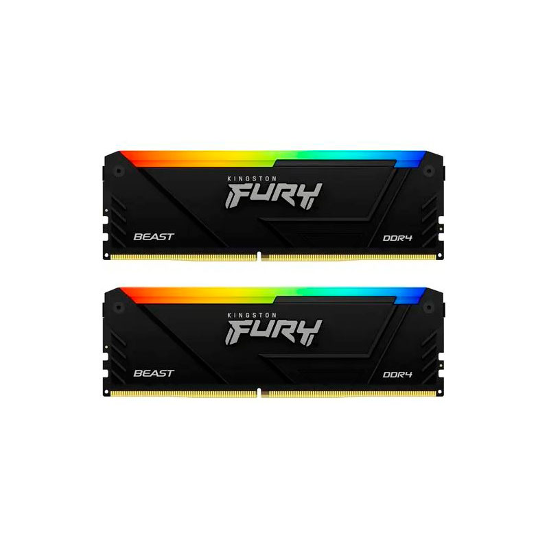 Модуль памяти Kingston Fury Beast Black RGB Black RGB DDR4 DIMM 3600Mhz PC28800 CL18 - 64Gb (2x32Gb) KF436C18BB2AK2/64 память оперативная kingston 16gb ddr4 dimm 1gx8 fury beast black kf426c16bb1 16