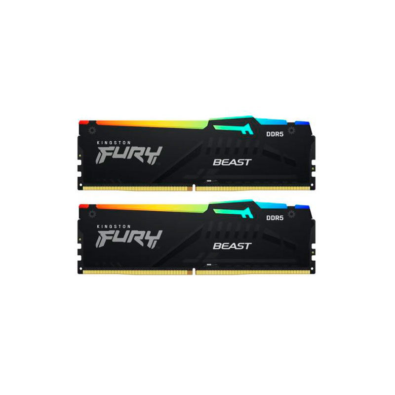 Модуль памяти Kingston Fury Beast Black RGB Expo DDR5 DIMM 5200Mhz PC41600 CL36 - 32Gb (2x16Gb) KF552C36BBEAK2-32 память kingston ddr4 4x8gb 3200mhz kf432c16rbk4 32 fury renegade black rtl kf432c16rbk4 32