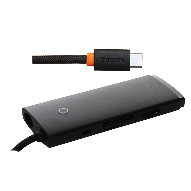 цена Хаб USB Baseus OS Lite Series 6-Port Type-C - HDMI+2xUSB3.0+PD+SD/TF Black WKQX080301