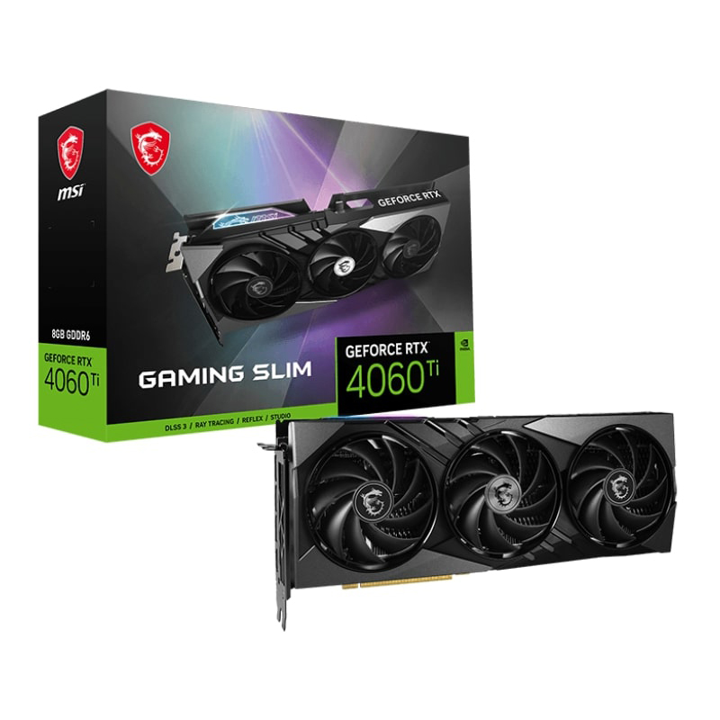 фото Видеокарта msi geforce rtx 4060 ti gaming slim 8g 2310mhz pci-e 4.0 8192mb 18000mhz 128-bit hdmi dpx3 rtx 4060 ti gaming slim 8g