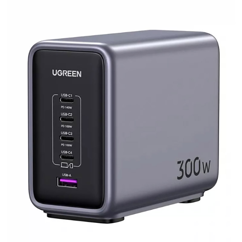 Зарядное устройство Ugreen CD333 Nexode 300W 5-Port PD GaN Fast Charger EU Gray 90903B сзу ugreen usb a 3 usb c 100w gan tech fast charger 40747