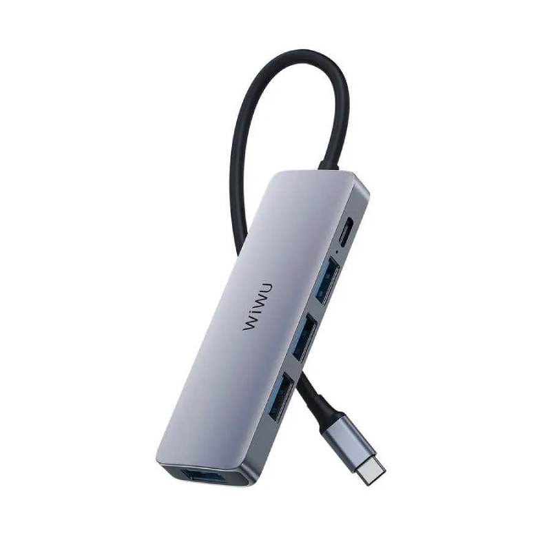 USB Wiwu A541BC 100W-PD/3xUSB2.0/USB3.0 Grey 6936686408561