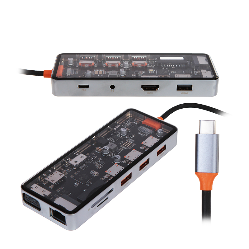  USB Wiwu Cyber CB011 USB-C - USB3.0-SD-TF-HDMI-RJ45-VGA-PD + 3.5mm 6936686411769