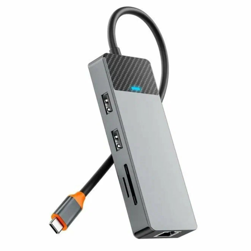 Хаб USB Wiwu Linker A923RPT 9-in-1 USB-C Grey 6976195094053 хаб usb wiwu cyber cb012 12 in 1 usb c space grey 6936686411752
