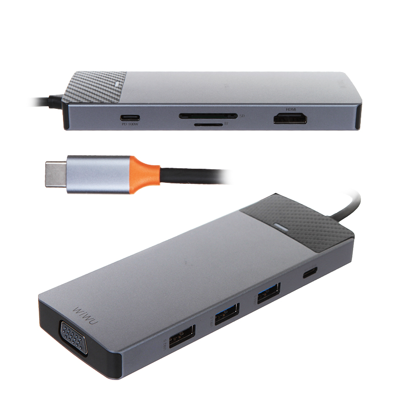 цена Хаб USB Wiwu Linker A921HV 9-in-1 USB-C Grey 6976195094046