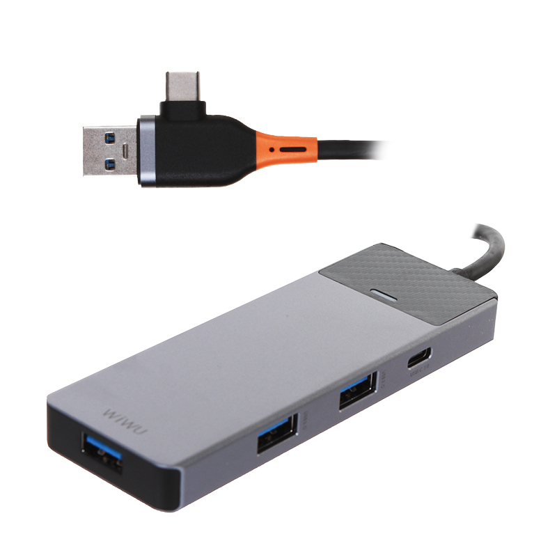 цена Хаб USB Wiwu Linker A431C 4-in-1 Type-C Grey 6976195094022