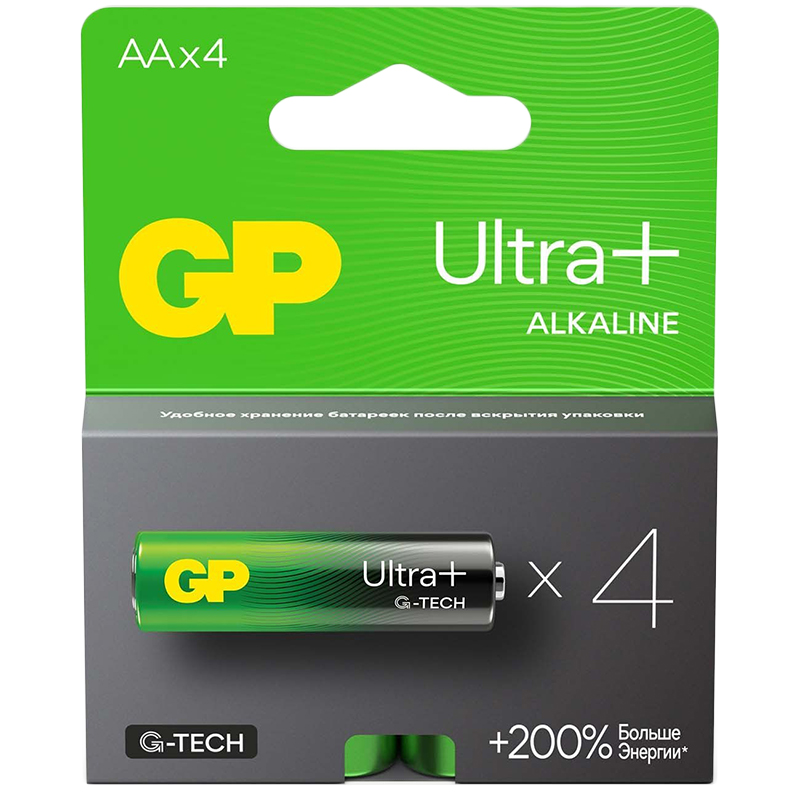 Батарейка AA - GP Ultra Plus Alkaline 15А 15AUPA21-2CRSB4 40/320 (4 штуки) батарейка aa gp ultra alkaline 15а 15au cr4 ultra 40 160 4 штуки